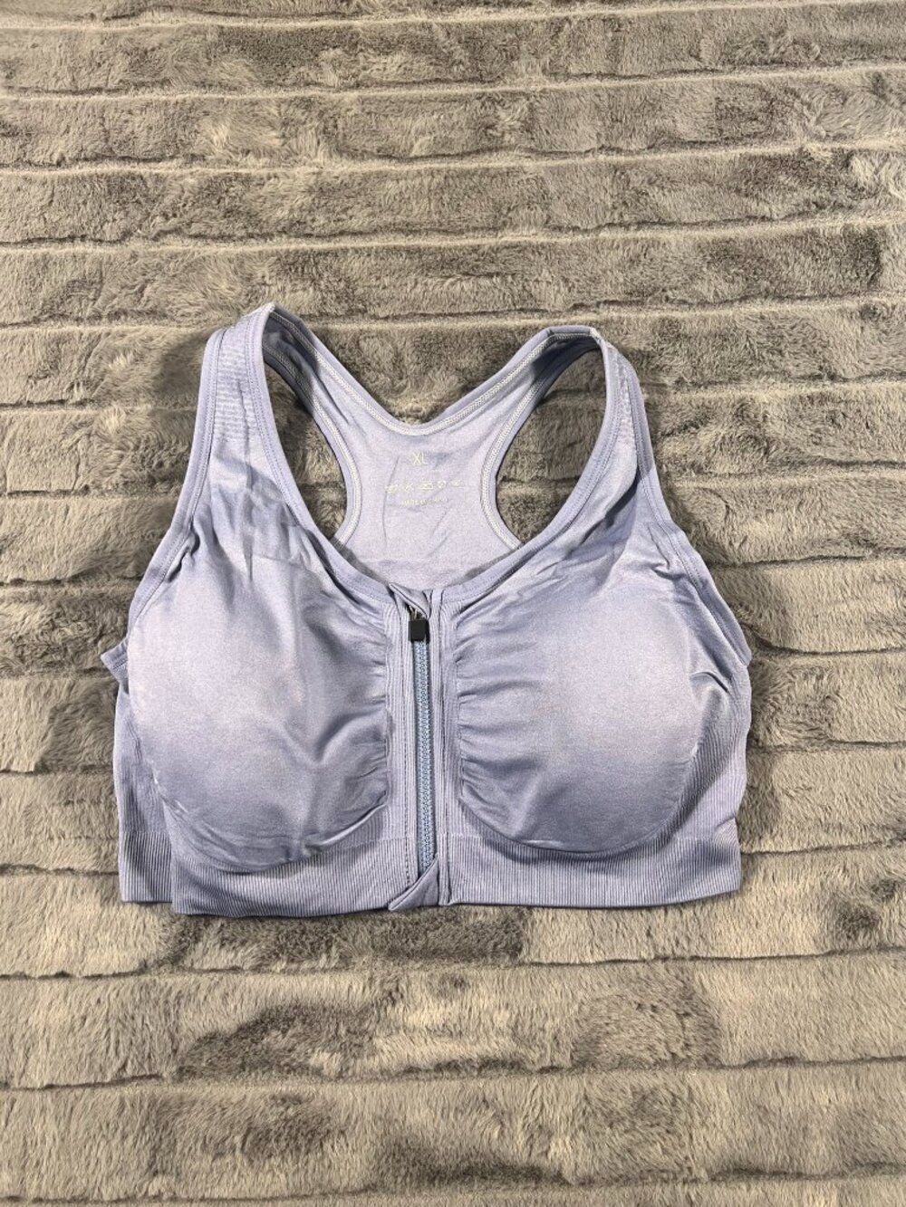WANAYOU Women's Zip Front Sports Bra XL Post-Surgery Bra Yoga Sports Bras (Blue)